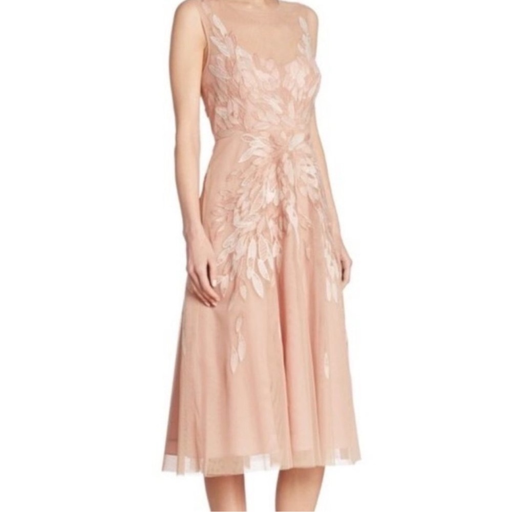 BCBGMaxAzria Pink A-line Scoop Neck Midi Dress